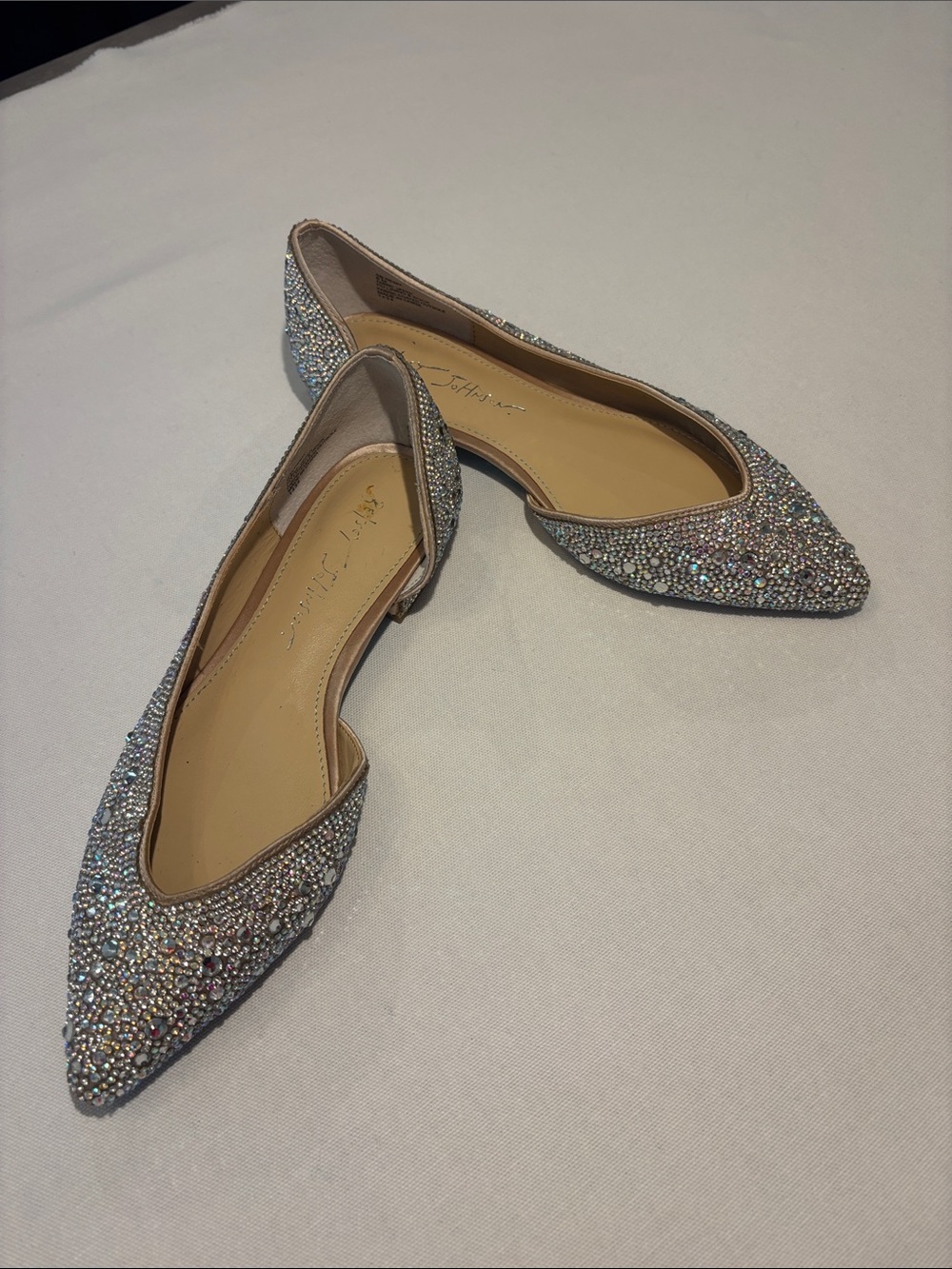 Betsey Johnson Rhinestone Encrusted Pointed D'Orsay Ballet Flats. Size 6M
